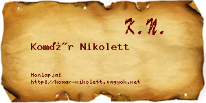 Komár Nikolett névjegykártya
